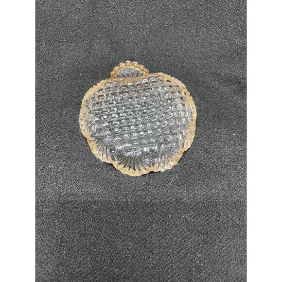 Vintage Clear Glass Trinket Dish with Sawtooth Rim And Decorative Gold Edging - Picture 4 of 9